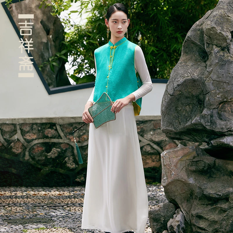 吉祥斋清品轩民国风秋季民族风复古马甲优雅气质2312020006