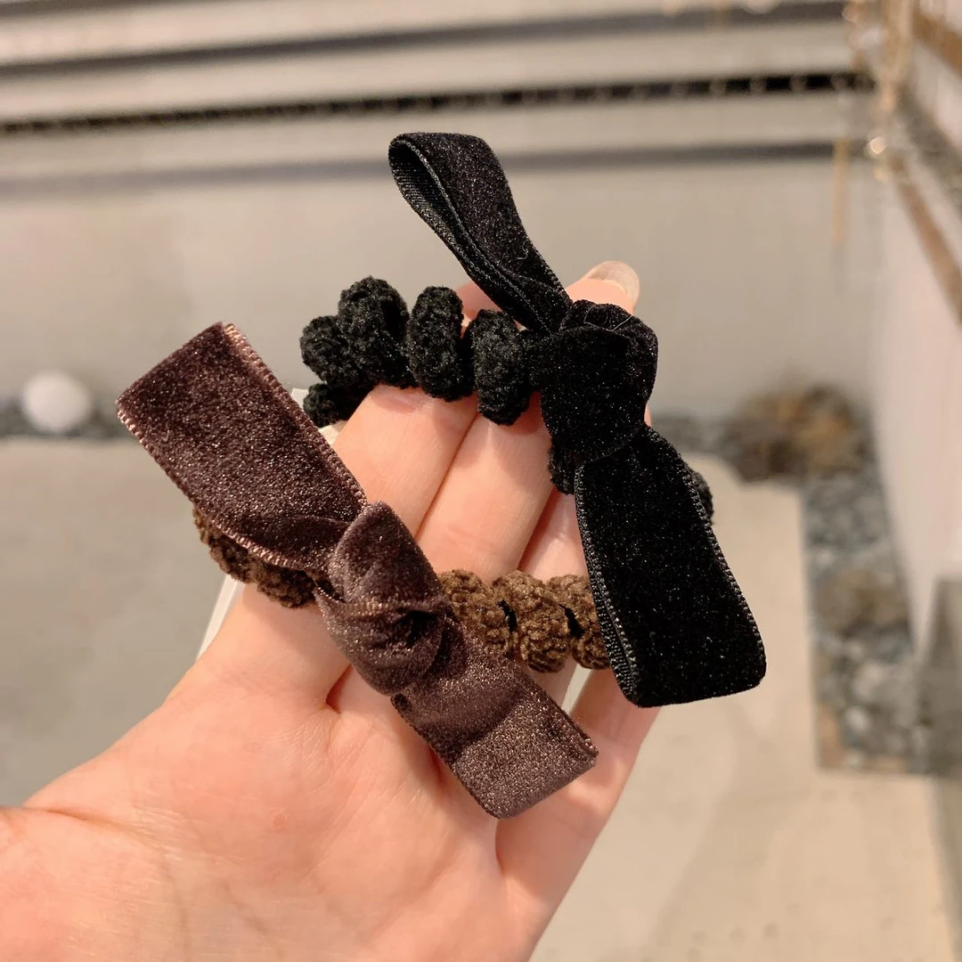 韩国baket发饰丝绒蝴蝶结电话线发圈头绳