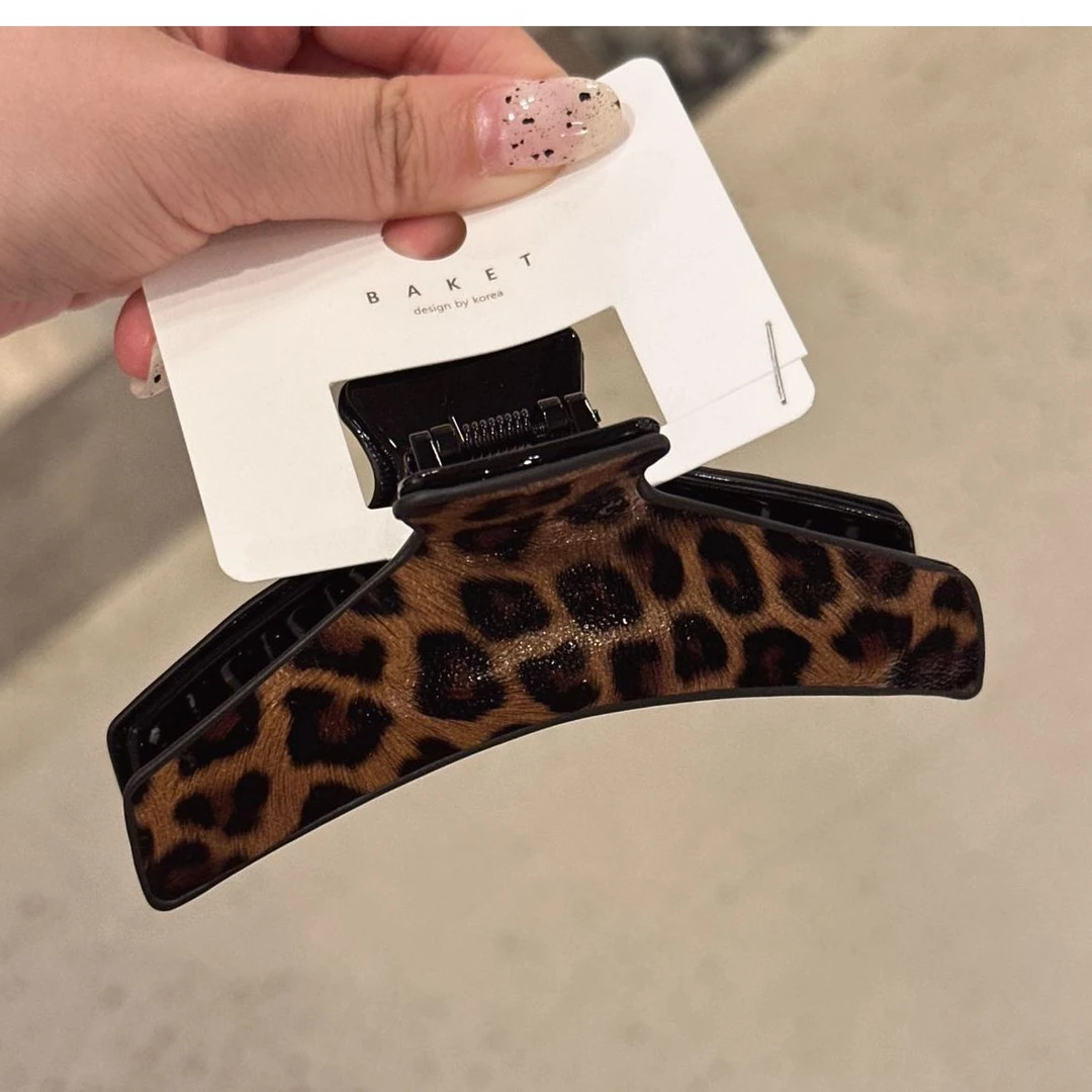 韩国baket发饰简约设计感豹纹抓夹