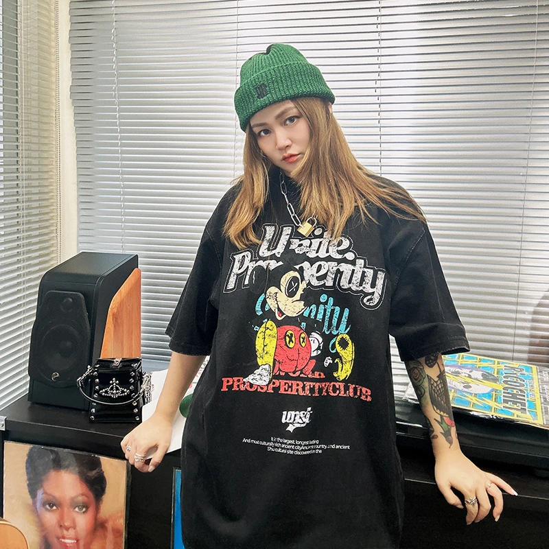 SoWhat制衣间夏季新品米奇胸口玩偶图案男女情侣短袖