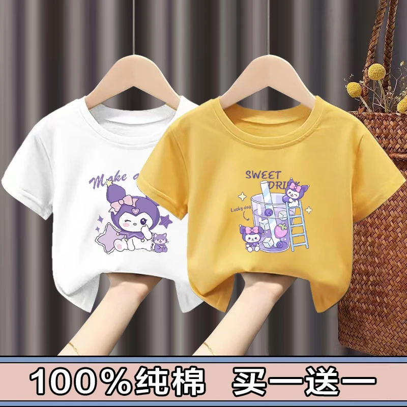 新款儿童t恤上衣夏装童装洋气夏季半袖纯棉宝宝女孩儿童节小童