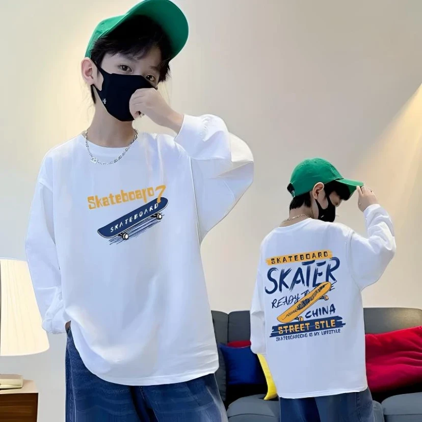 男童秋装t恤宽松春秋新款儿童衣服打底衫时尚纯棉上衣中大童宝宝