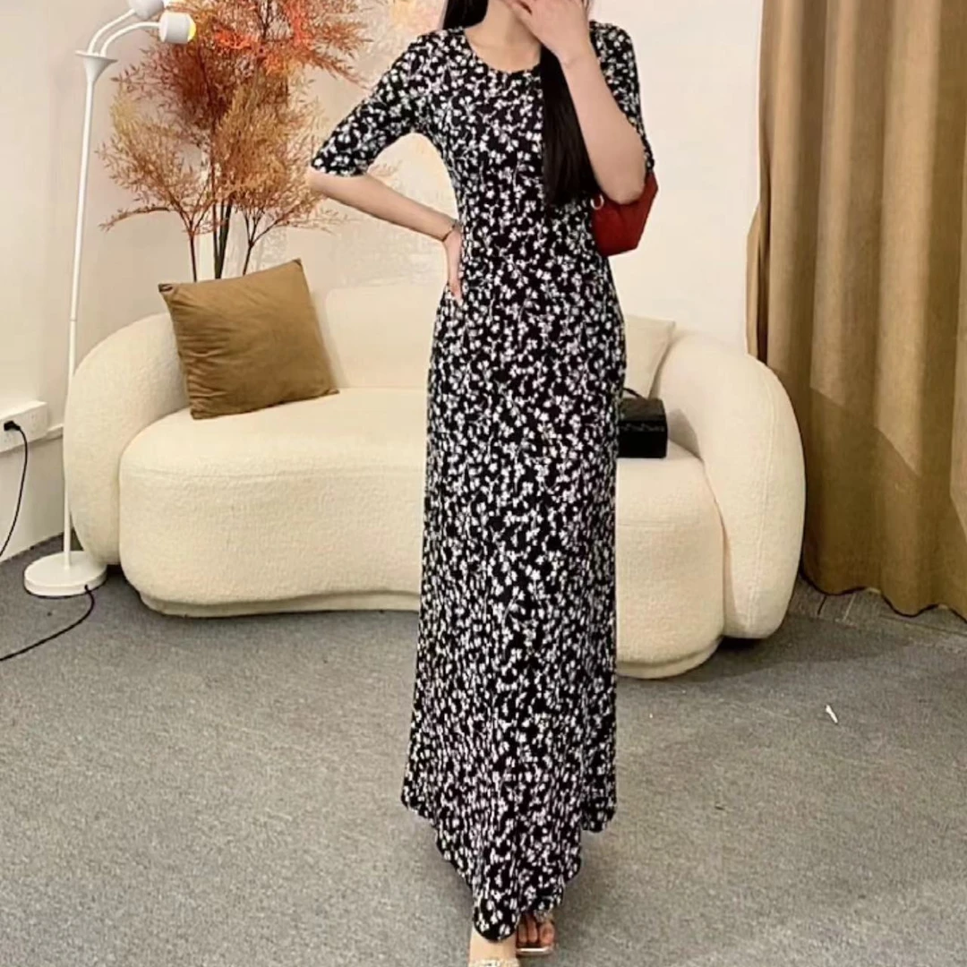 新款碎花长款气质法式女人味连衣裙YF152