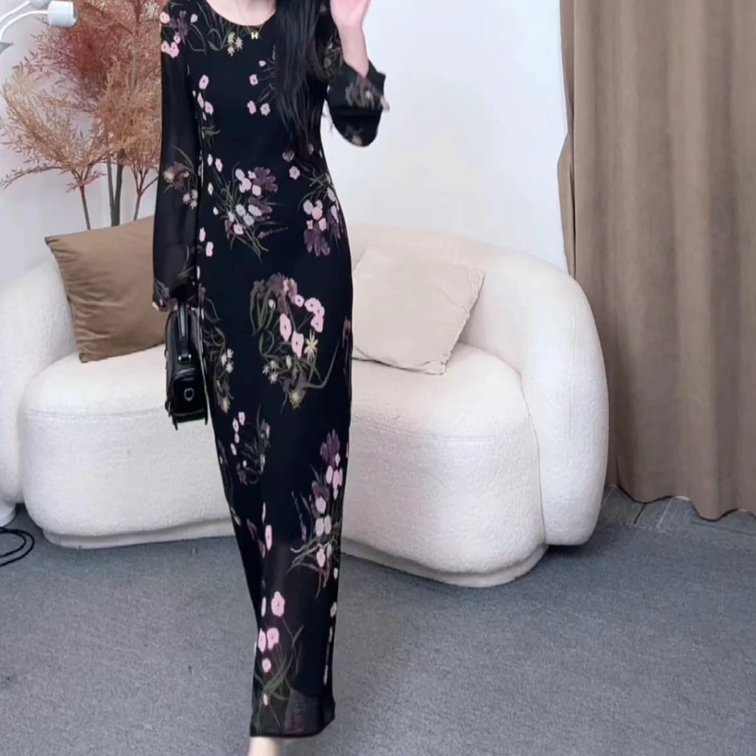 新款气质显瘦复古法式时尚碎花名媛风连衣裙YF189