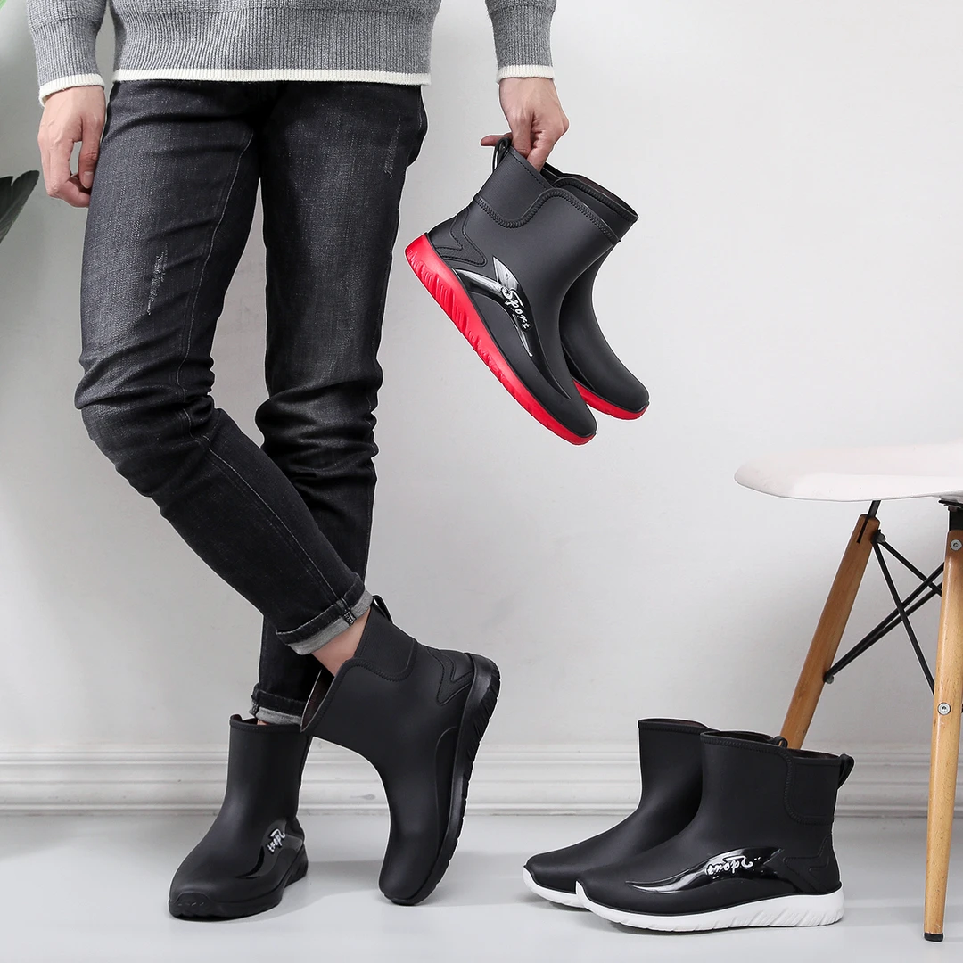 男士中筒防水水鞋外穿防滑耐磨雨靴工作厨房工地男款雨靴时尚新款