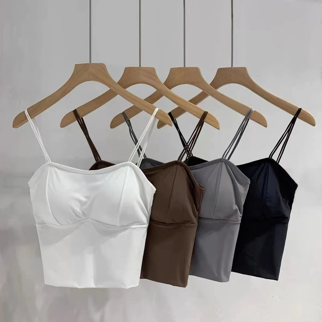 冰丝美背聚拢吊带背心少女无钢圈显大加厚文胸垫防走光内搭无钢圈