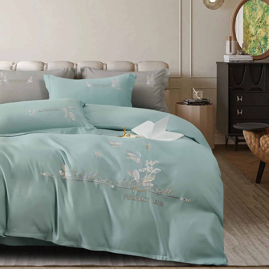 富丹罗-枫叶- 秋冬 磨毛 高端绣花 重工艺刺绣 四件套