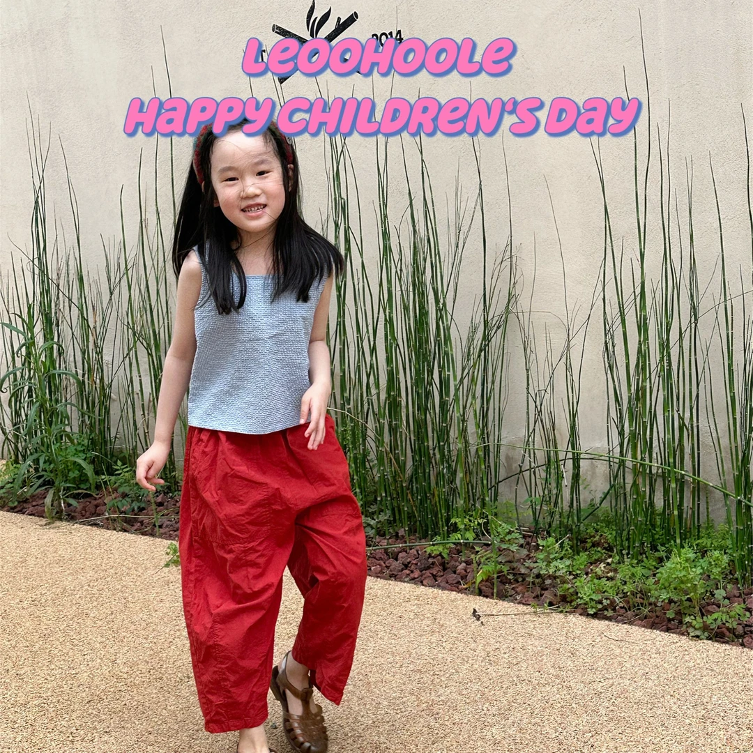 LEOOHOOLE | 哦哦乐 夏日法式摩登小方领肌理细格吊带背心/哈伦裤