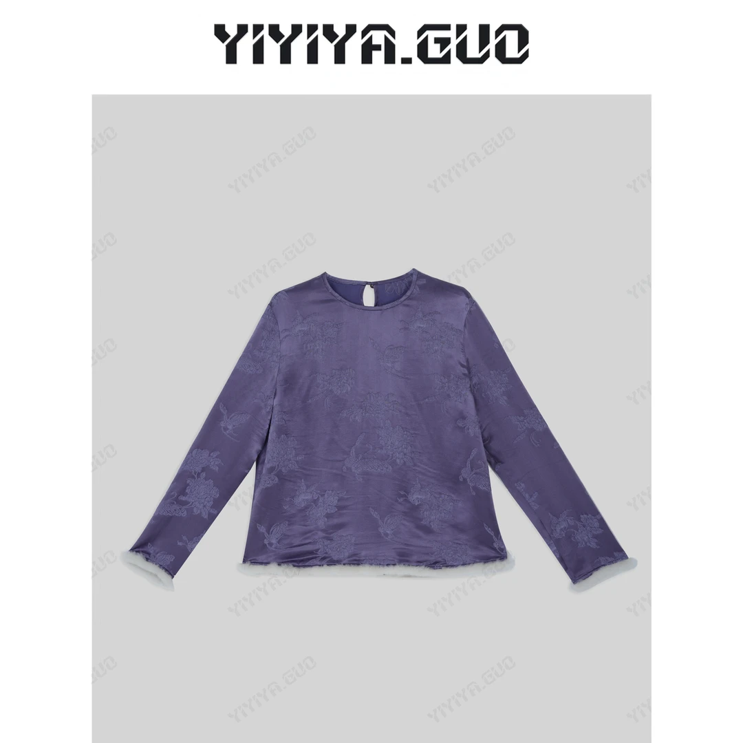 yiyiya.Guo艺艺吖【紫川流霞】新中式中国风提花圆领上衣20242874
