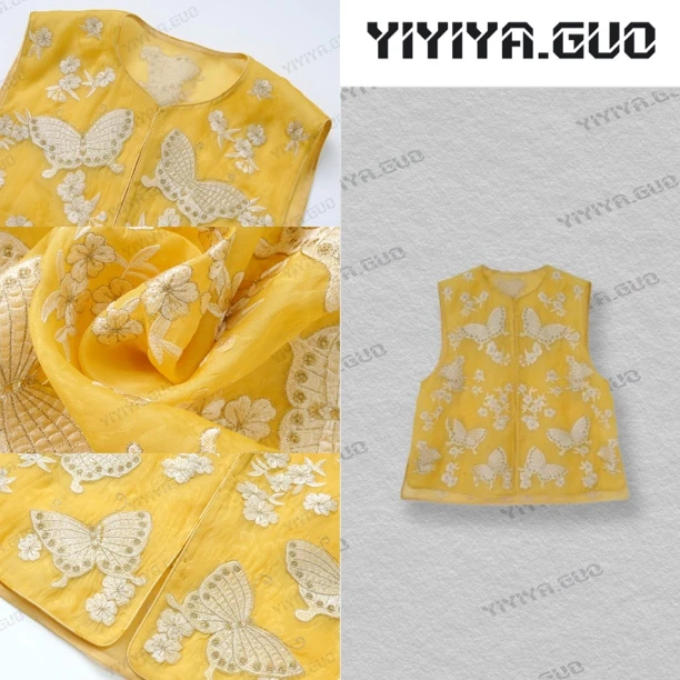yiyiya.Guo艺艺吖【金瑞福蝶】新中式中国风欧根纱刺绣马甲25SS0191