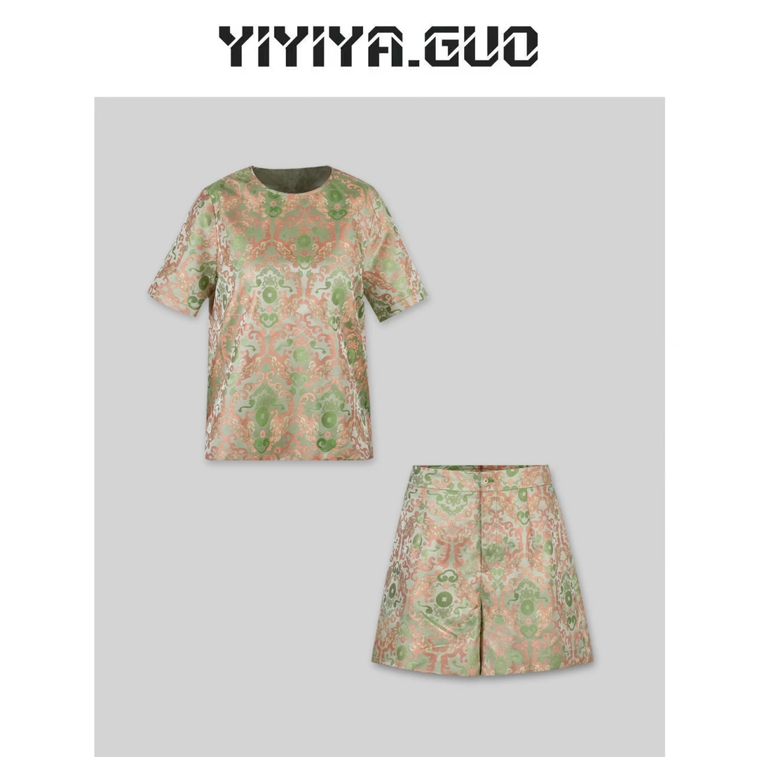 yiyiya.Guo艺艺吖/【如意貔貅】绿色短袖上衣➕短裤套装20241214