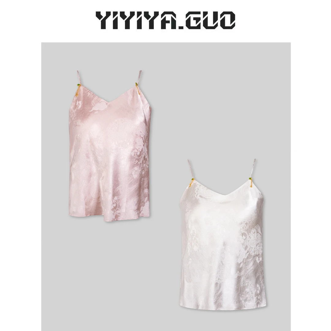 yiyiya.Guo艺艺吖/白色粉色提花吊带2024802