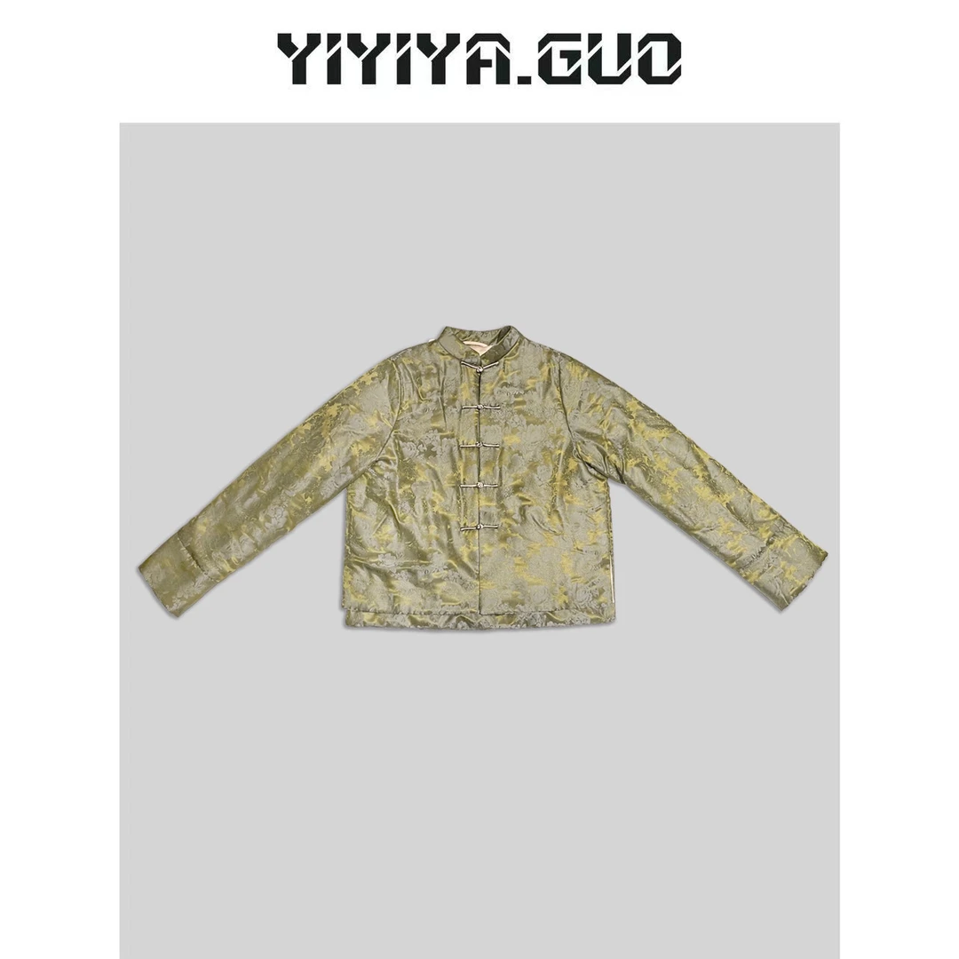 艺艺/YIYIYA.GUO绿色立领提花盘扣外套WT0792