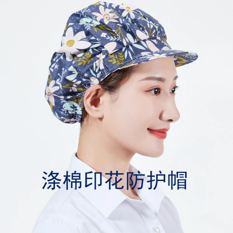新款厨房帽防油烟印花防落发手术室医生美容干活防尘工作帽女时