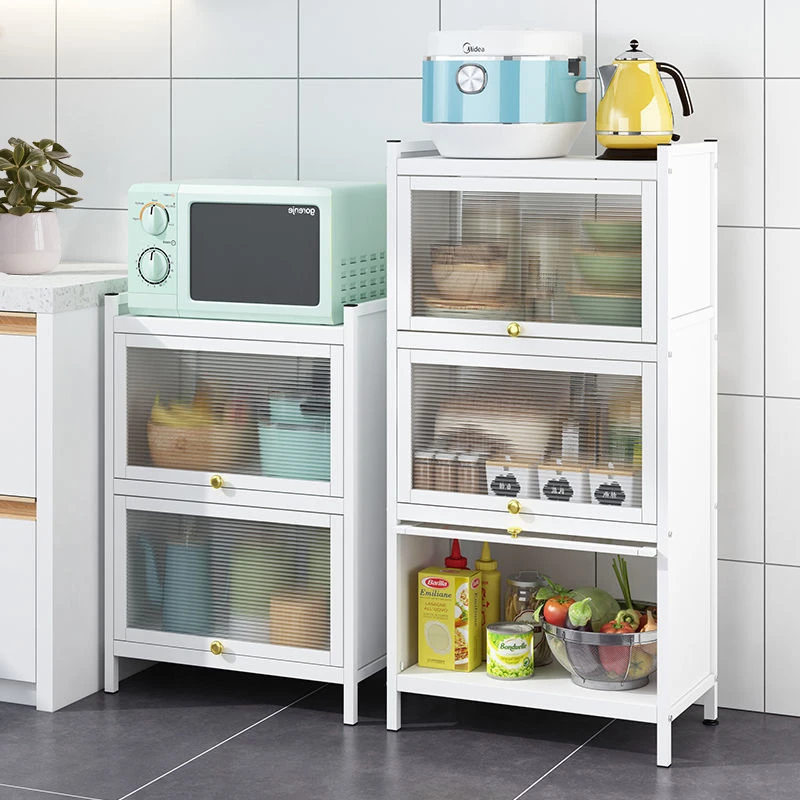 厨房带门碗柜落地多层收纳架多功能锅具碗碟调料储物柜夹缝置物架