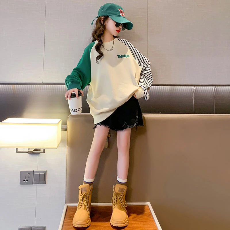 女童卫衣春秋款女大童秋装2025新款打底衫儿童中长款网红炸街上衣