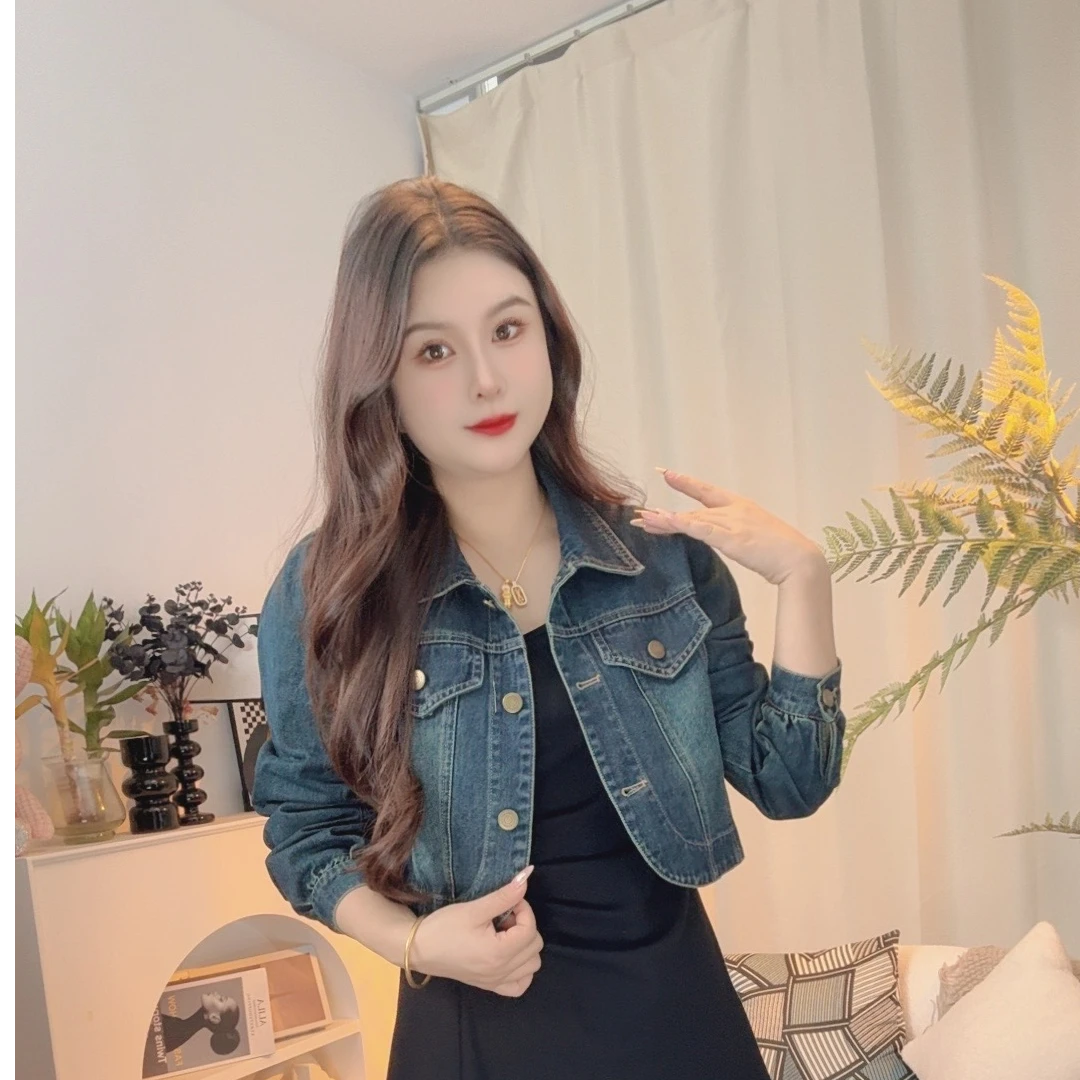 秋季时尚气质显瘦短款牛仔外套百搭设计感长袖春秋小众复古