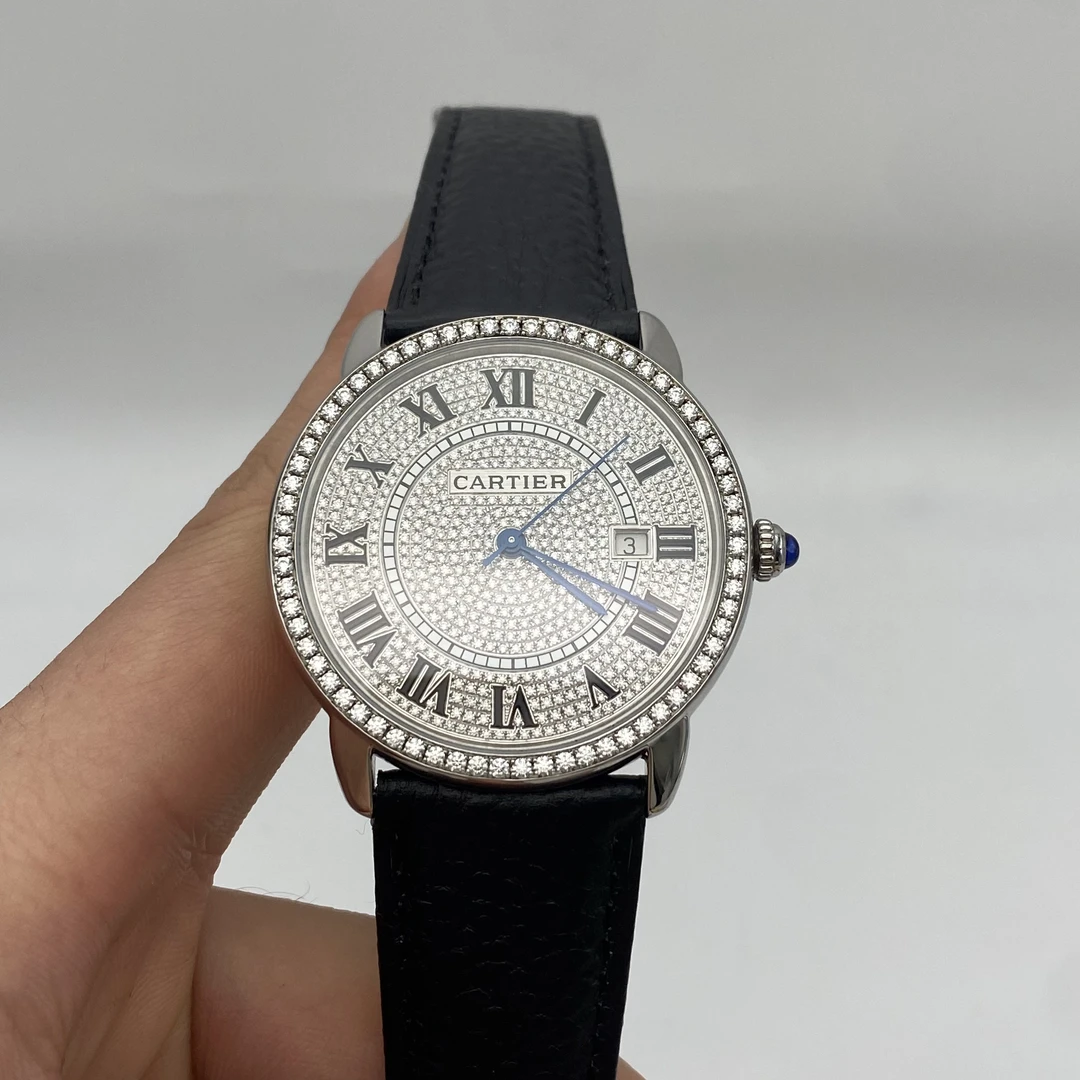 95新 Cartier/卡地亚 伦敦系列 表径：42mm 后镶钻升级满钻盘