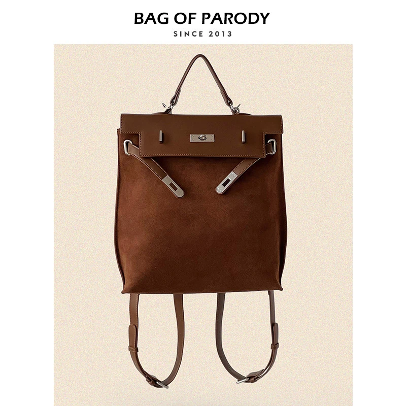 Bag of parody2023新款秋冬小众 odin toi背包复古真皮凯莉双肩包
