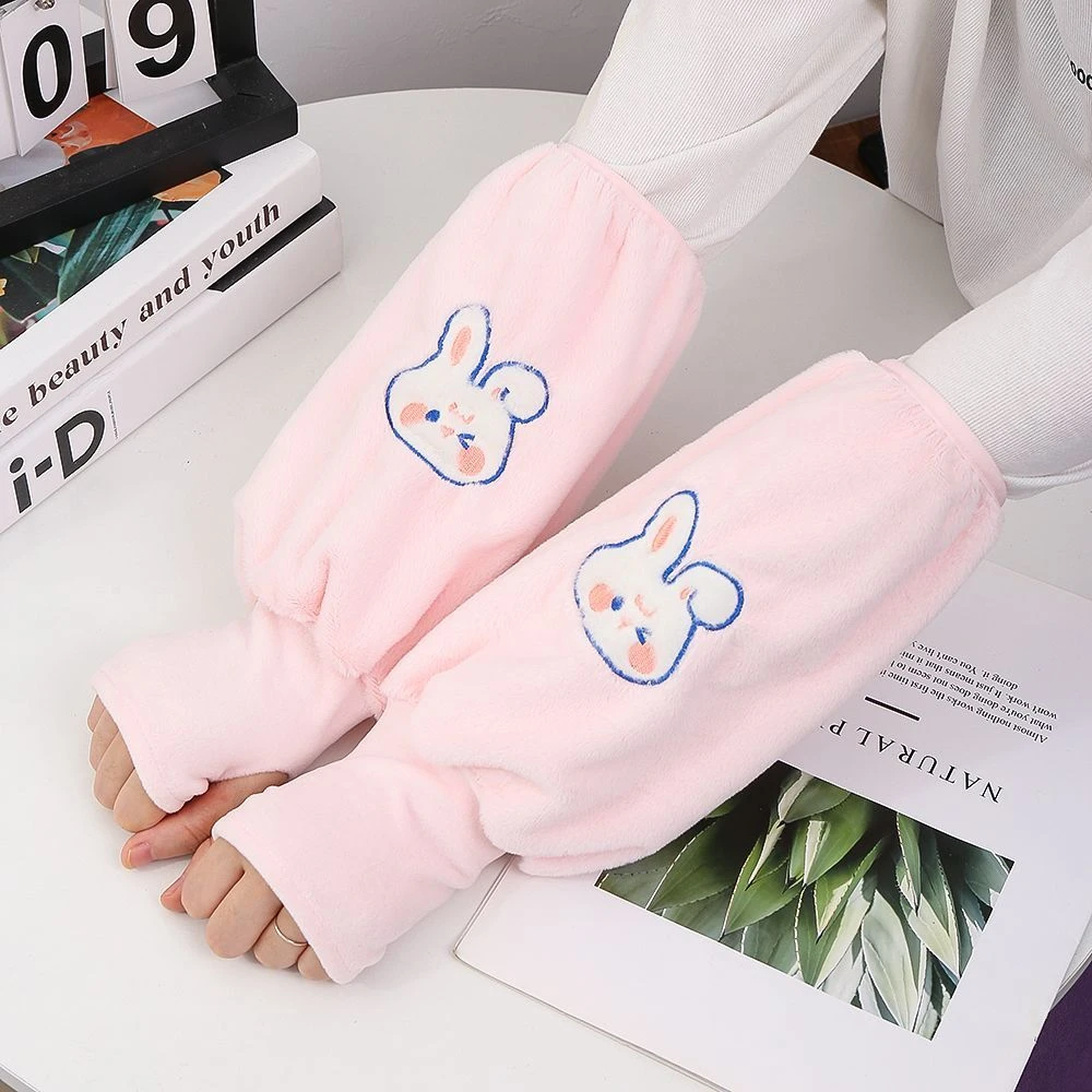 秋冬款手套袖套韩版长款防污防脏女工作上班套袖学生毛绒保暖护袖