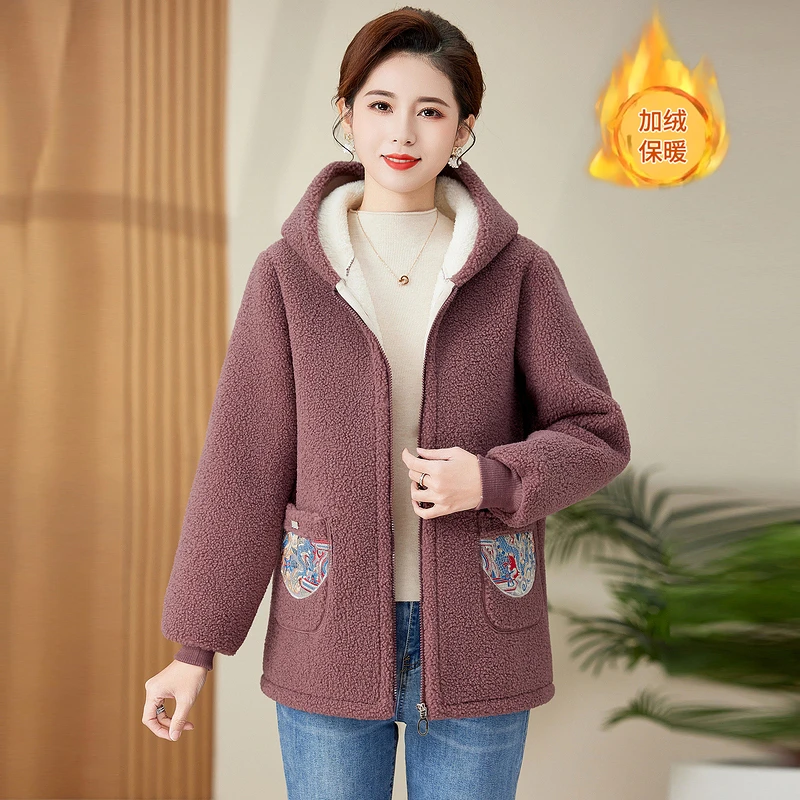 中年妈妈冬装棉服加绒加厚棉袄2024新款中老年女式秋冬季保暖棉衣