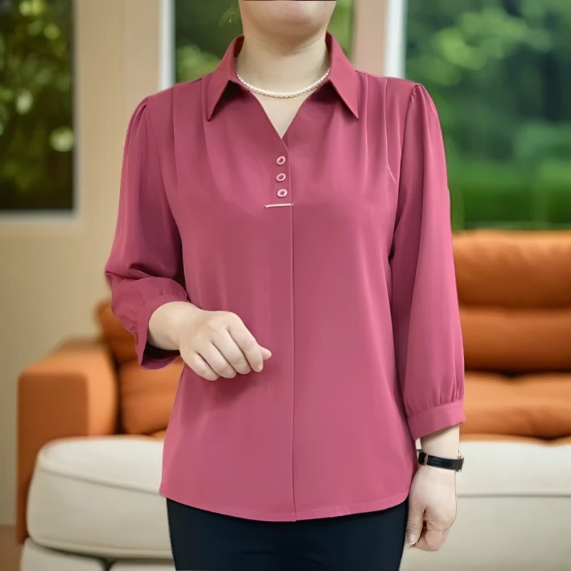 春秋时尚小衫百搭女士洋气遮肚显瘦中袖T恤大码中年妈妈装夏季