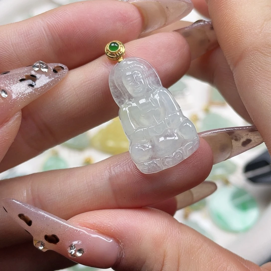 翡翠吊坠(不含链)18K金镶嵌翡翠