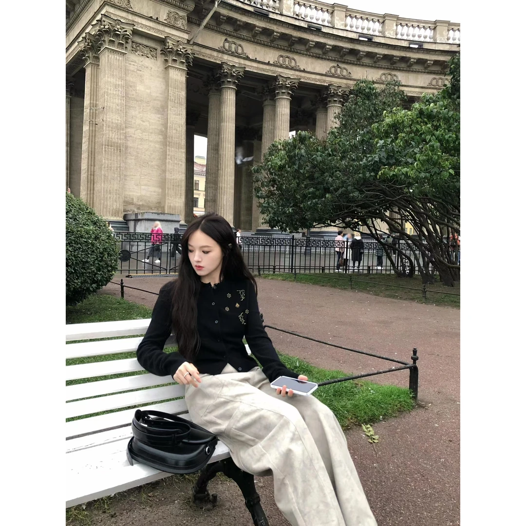 秋冬新款女装禅意仙气飘飘时尚设计修身ins长袖上衣百搭宽松裤子