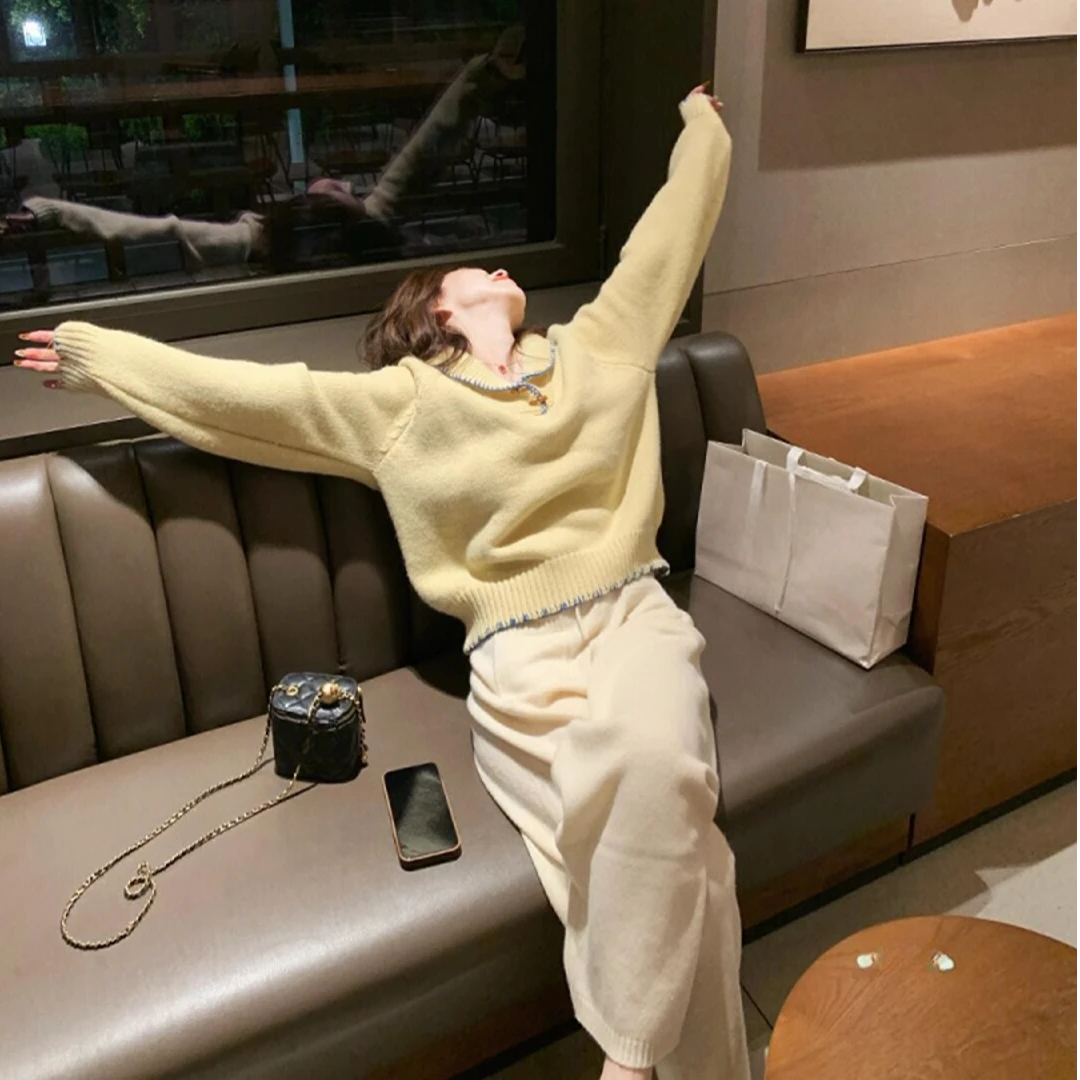 2025气质洋气宽松慵懒风上衣宽松阔腿百搭炸街休闲裤洋气衣服女