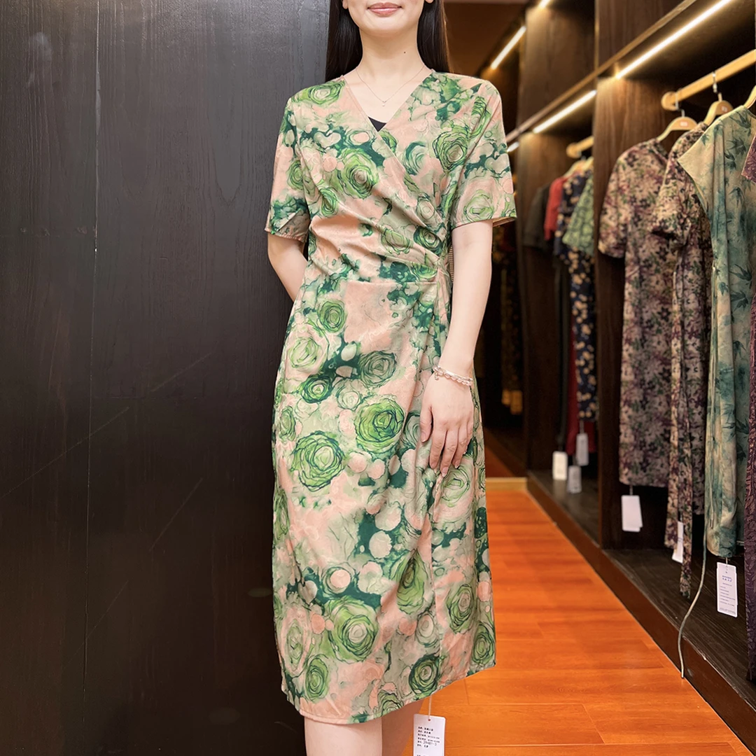 29481-3 夏季国风优雅高端轻奢百搭新中式提花显瘦气质时尚连衣裙