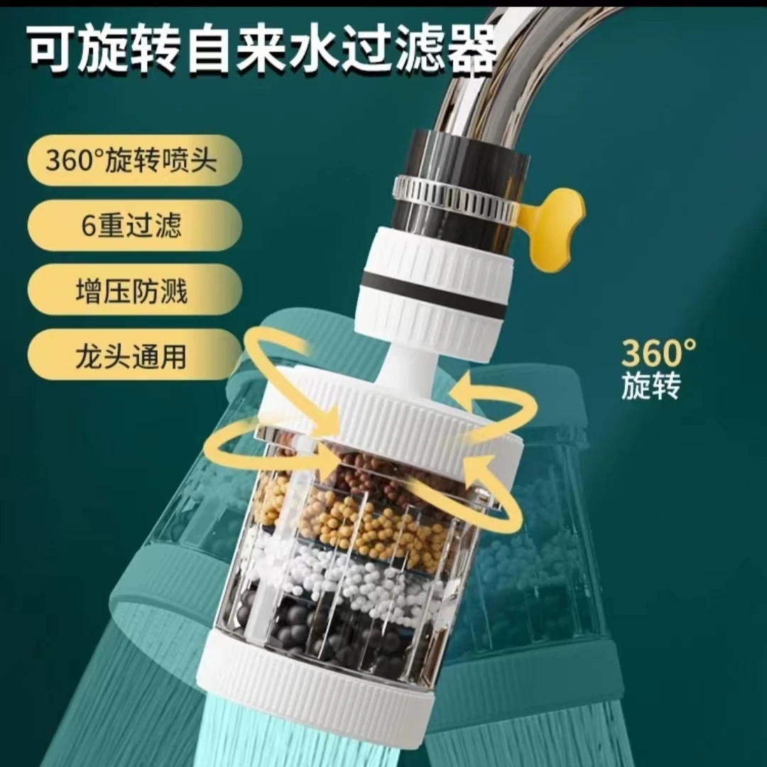 360°旋转防溅花净水器洒滤嘴可拆洗家用通用延伸花洒水龙头过滤器