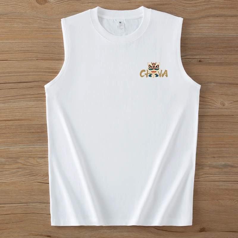 重磅无袖T恤背心男士夏季纯棉宽松百搭宽松健身运动汗衫坎肩