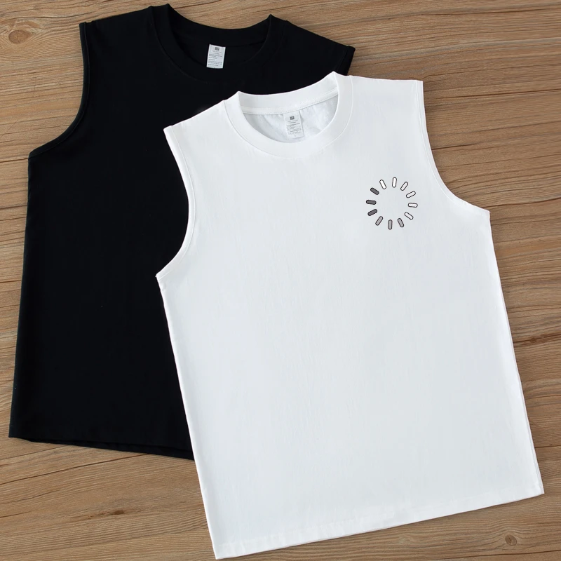 重磅无袖背心男夏季潮流坎肩上衣男士纯棉运动百搭健身圆领外穿