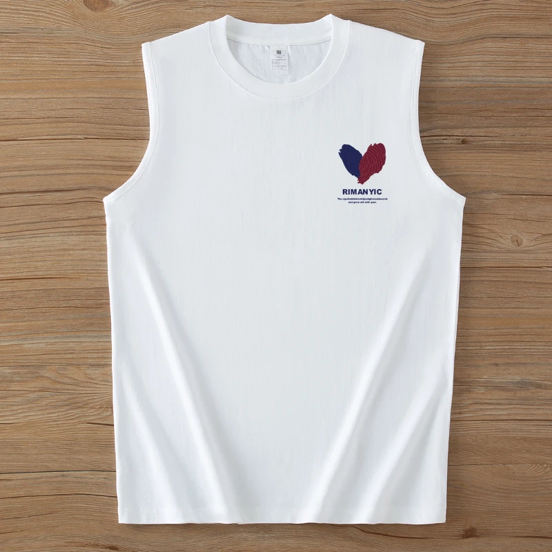 纯棉运动背心男士宽松夏季潮牌ins纯色健身无袖坎肩棉无袖t恤上衣