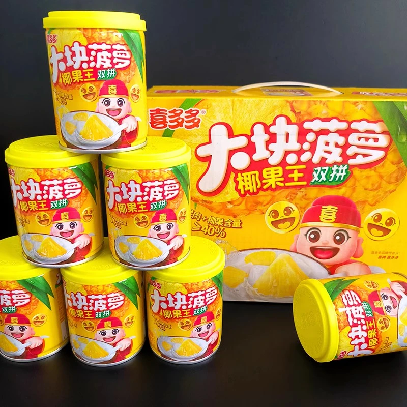 正品喜多多大块菠萝椰果双拼水果罐头仙草丸子鲜炖银耳小零食整箱