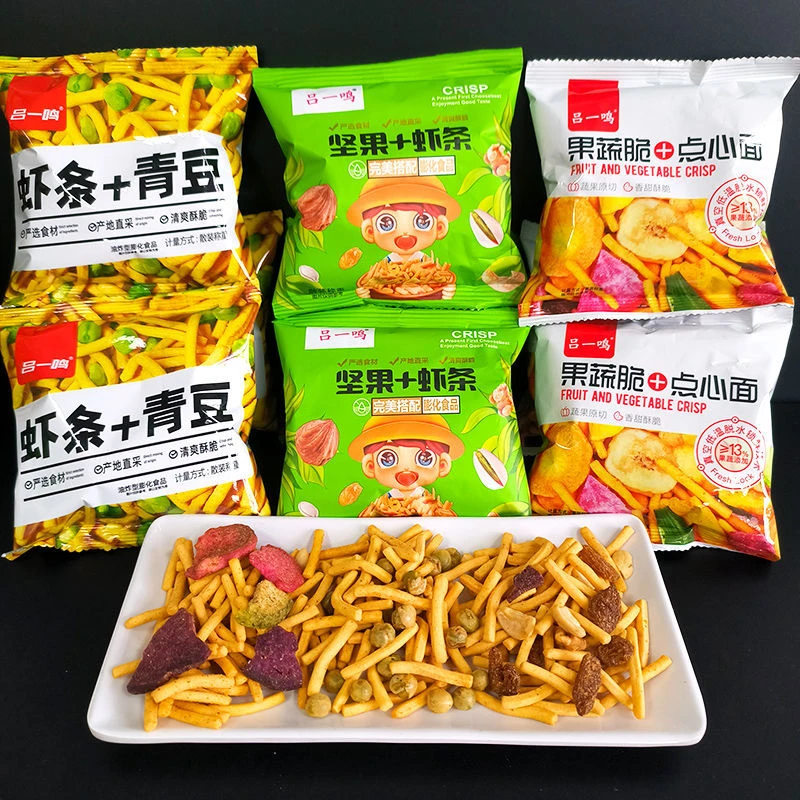 吕一鸣果蔬脆+点心面/虾条+青豆/坚果+虾条250g独立小袋称重 包邮