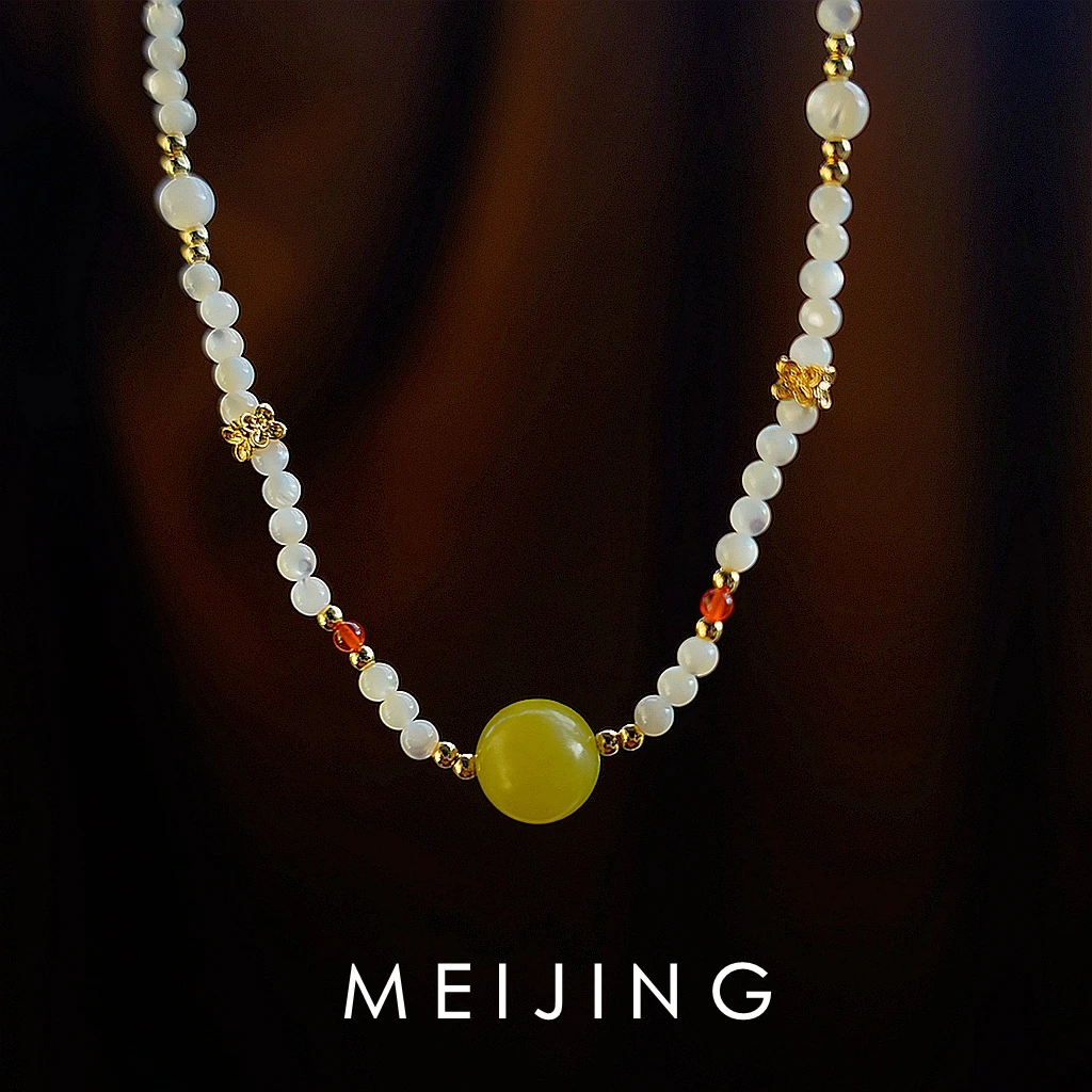 黄铜贝壳项链 【珠帘玉幕】新中式小众精致时尚百搭编织串珠项链