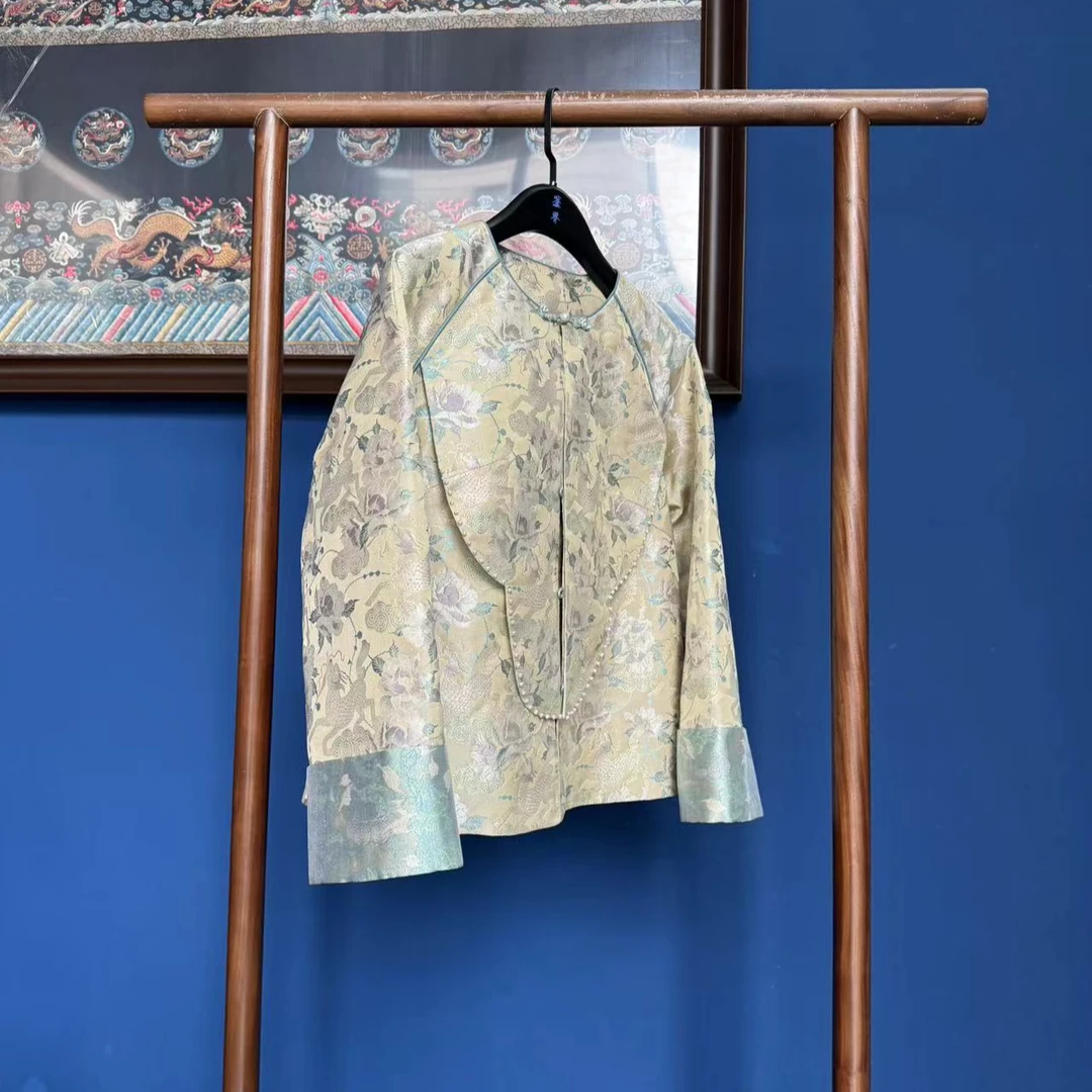 上海鉴界传统中式国风外套朝烟柳绿非遗织金宋锦新中式上衣