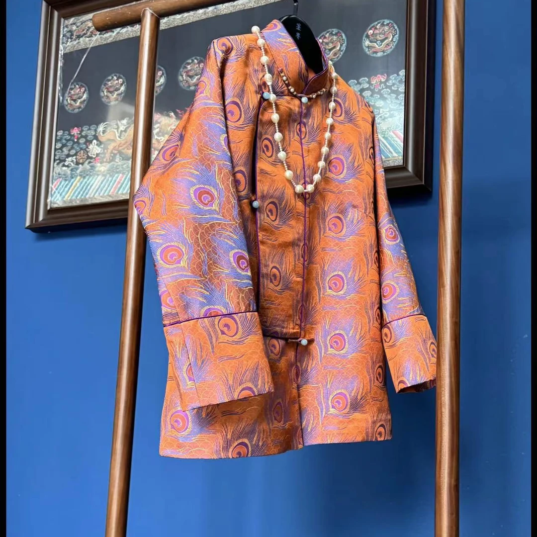 上海鉴界中国风上衣半落梅花知羽非遗织金宋锦新中式桑蚕丝外套