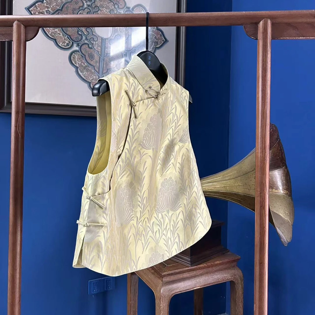 传统中式马夹蒹葭非遗宋锦新中式马甲传统中式