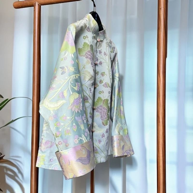 上海鉴界传统中式国风上衣柳烟染非遗宋锦新中式外套