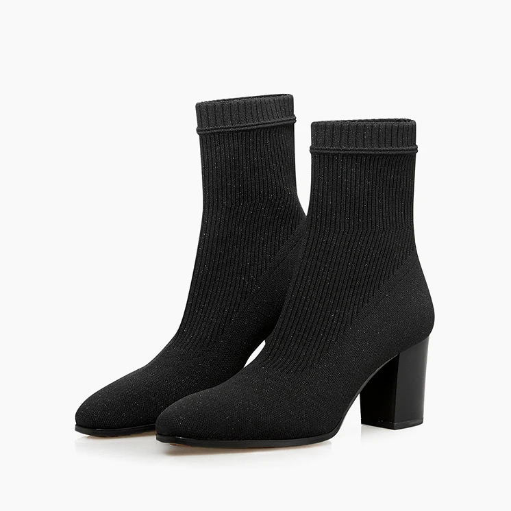 新款飞织一脚蹬高跟女靴AX15222