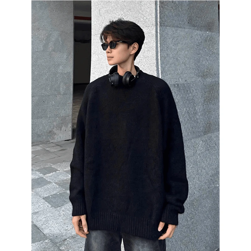 圆领毛衣男冬季2025新款小众复古百搭休闲潮牌宽松保暖内搭针织衫