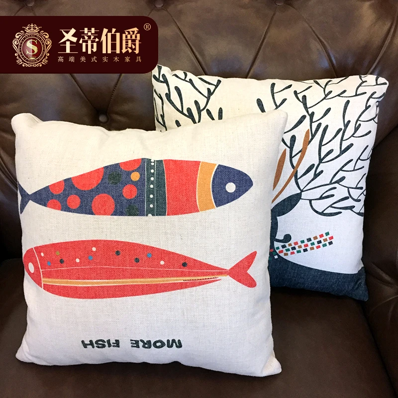 圣蒂伯爵 乡村美式棉麻布艺靠枕客厅沙发抱枕办公室座椅靠垫