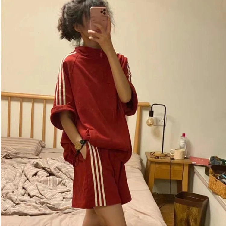 夏季大码时尚运动套装韩版网红百搭外穿短袖短裤两件套ins宽松女