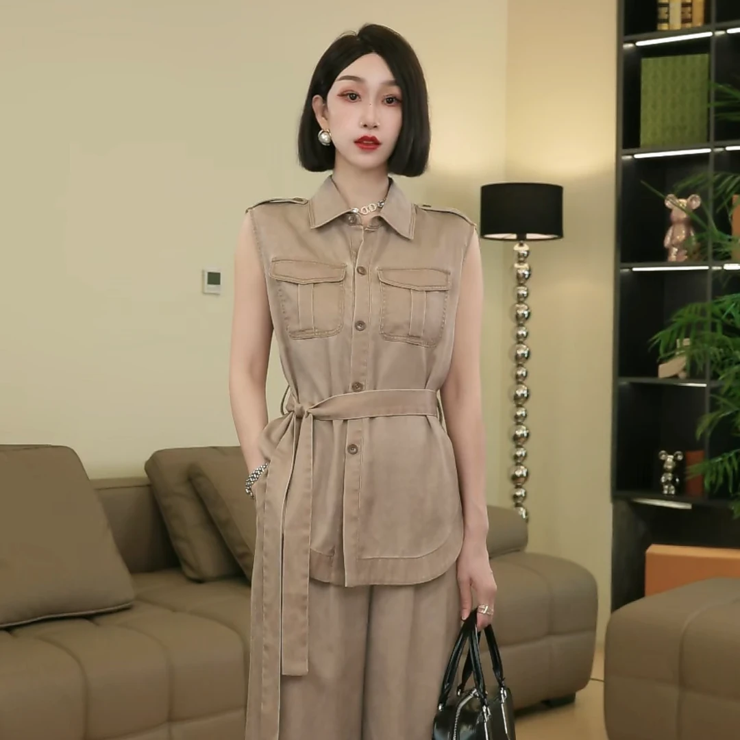 【荒春黛】原创设计师休闲夏季轻奢气质阔腿显瘦百搭套装A42530