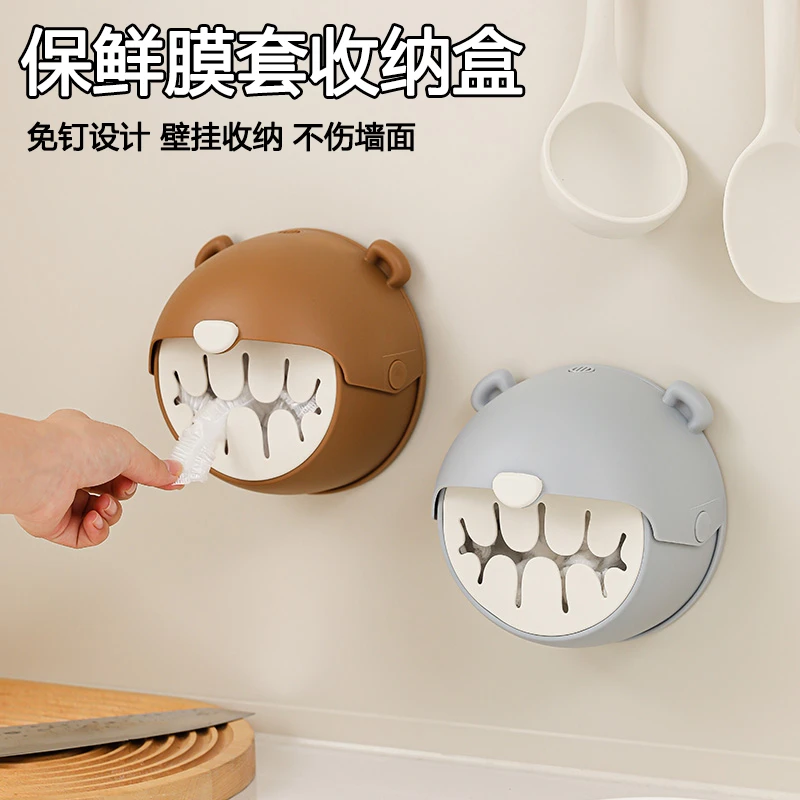 一次性保鲜膜套收纳盒神器抽取式壁挂家用厨房免打孔保鲜袋罩盒子