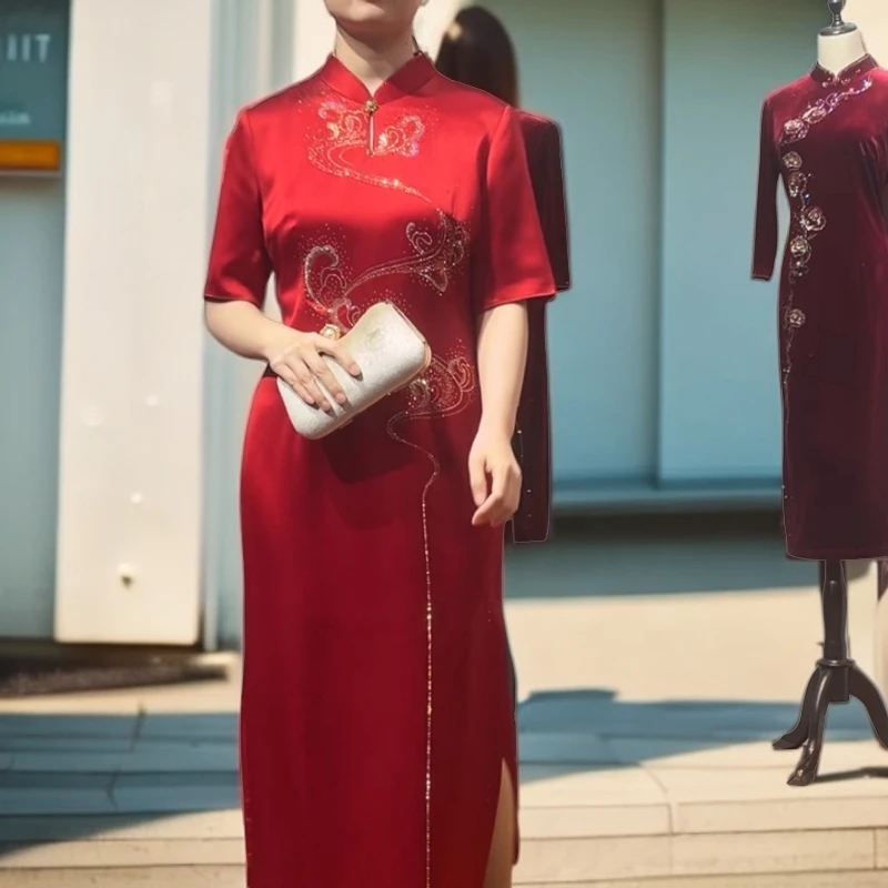 三木汐《囍礼》长款妈妈婚宴旗袍大码中式