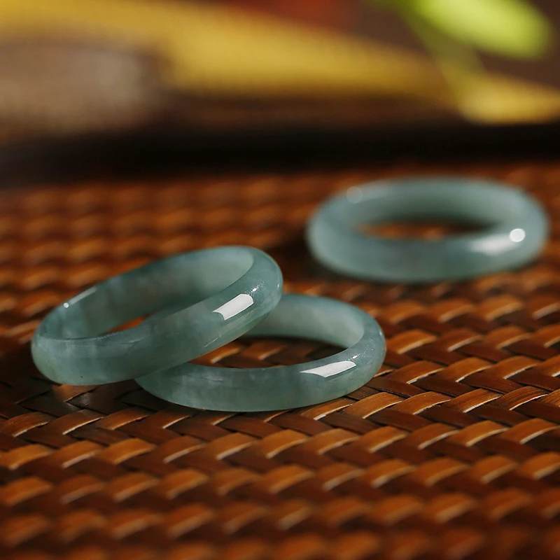 翠王妃天然翡翠蓝水戒圈男女素面时尚戒指（多样性发货）