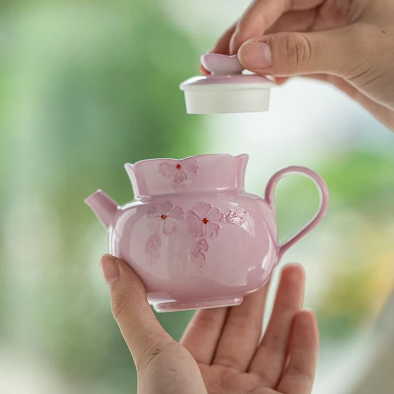 祖奇有田烧手绘堆花茶壶中式功夫茶具陶瓷泡茶器女士专用小单壶